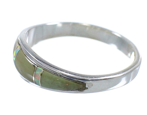 Turquoise Opal Inlay Southwest Sterling Silver Ring Size 8-1/4 RX57247